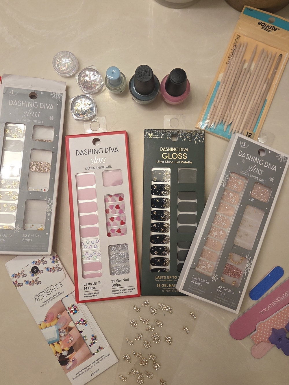 Dashing Diva Gloss Gel Nail Strips - Assorted Pink, Gray, White & Sparkle